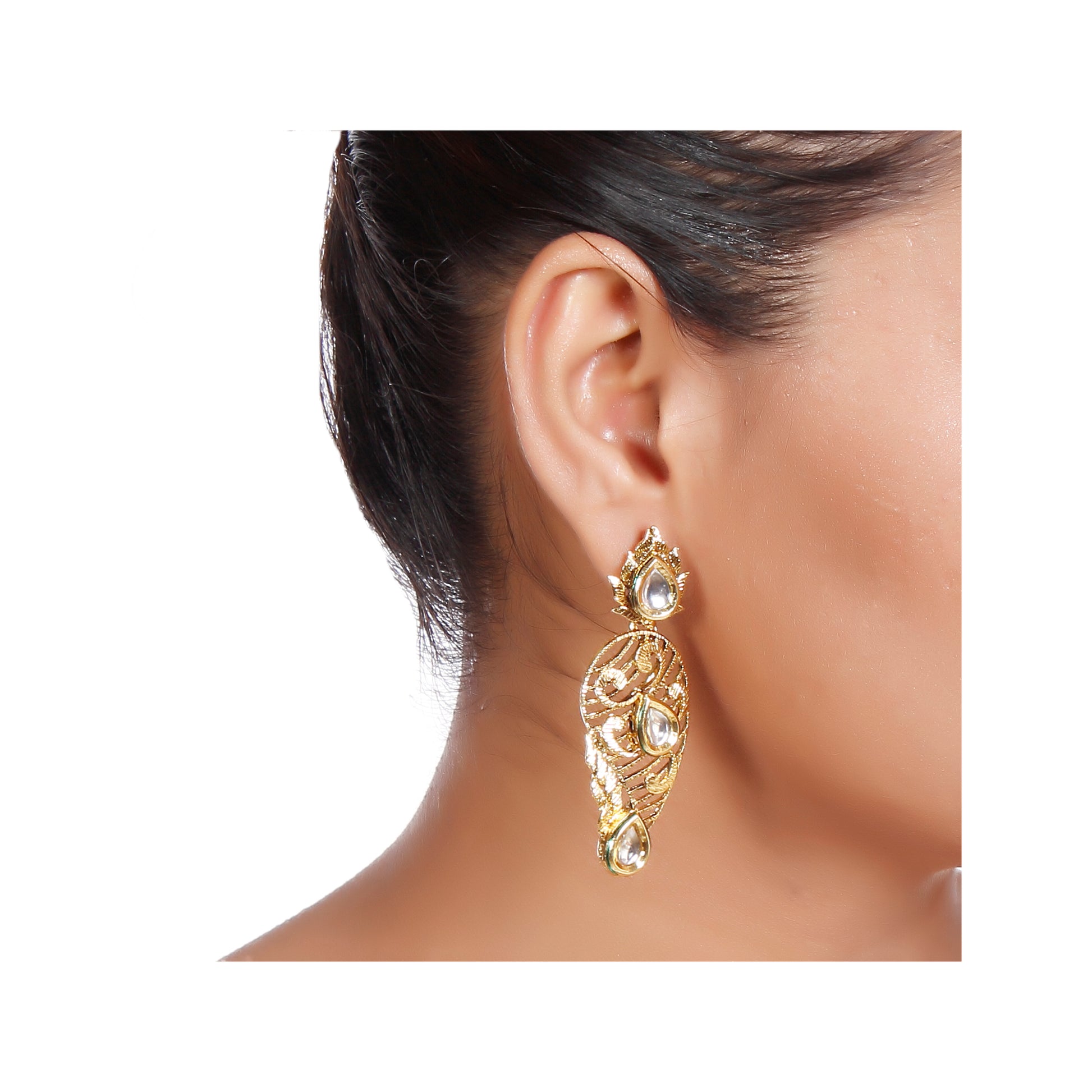 The99Jewel Gold Plated Ethnic Gold Dangler Earrings