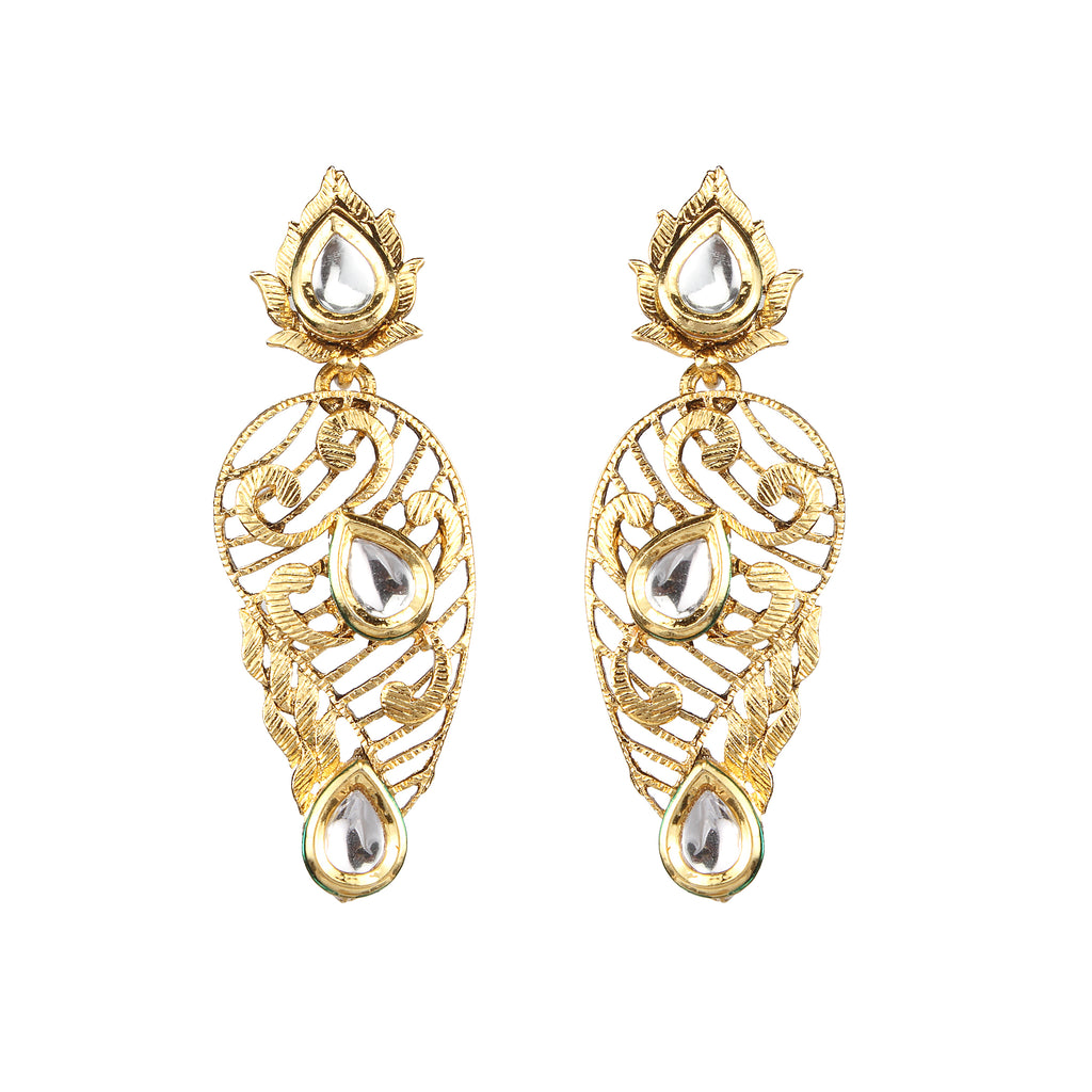 The99Jewel Gold Plated Ethnic Gold Dangler Earrings