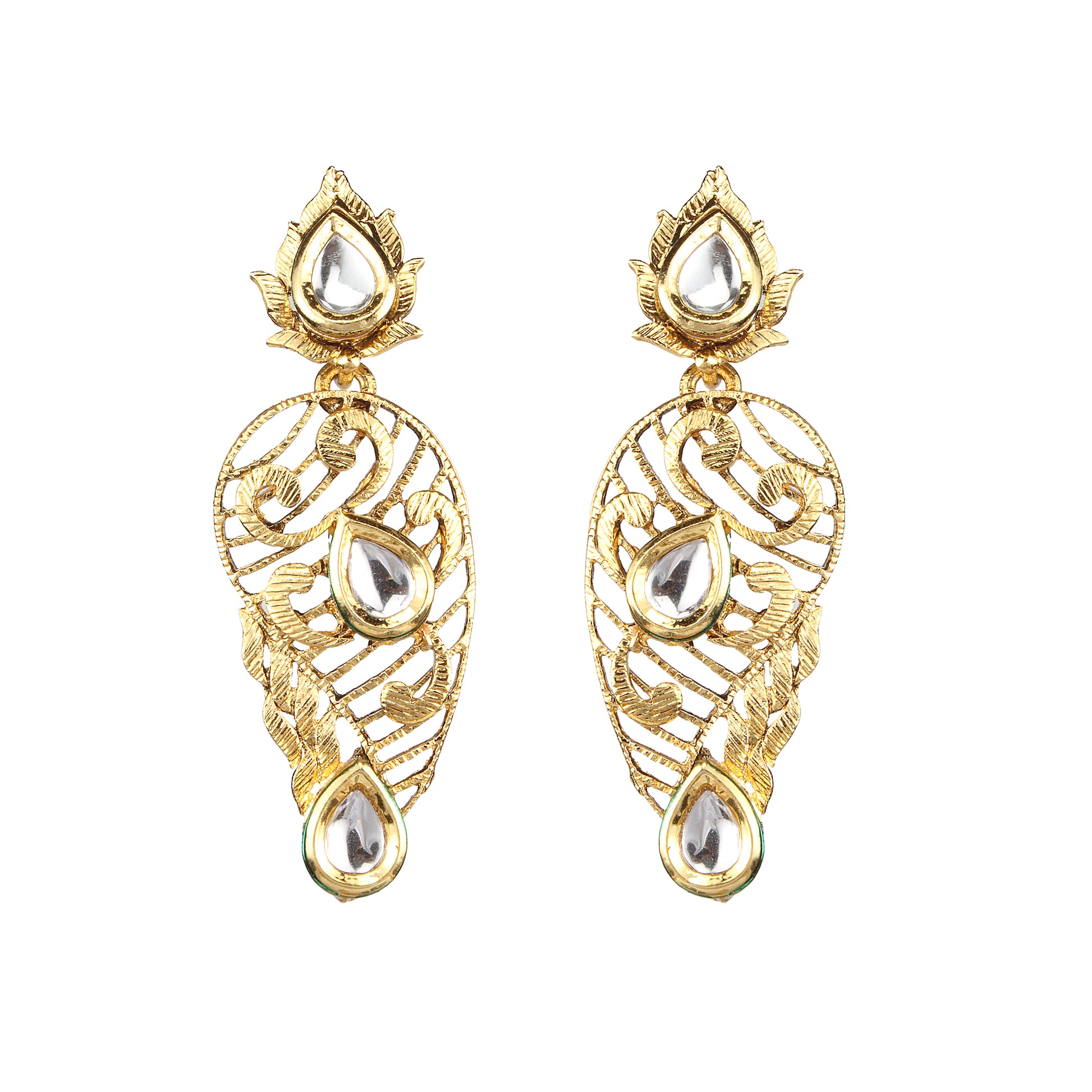 The99Jewel Gold Plated Ethnic Gold Dangler Earrings
