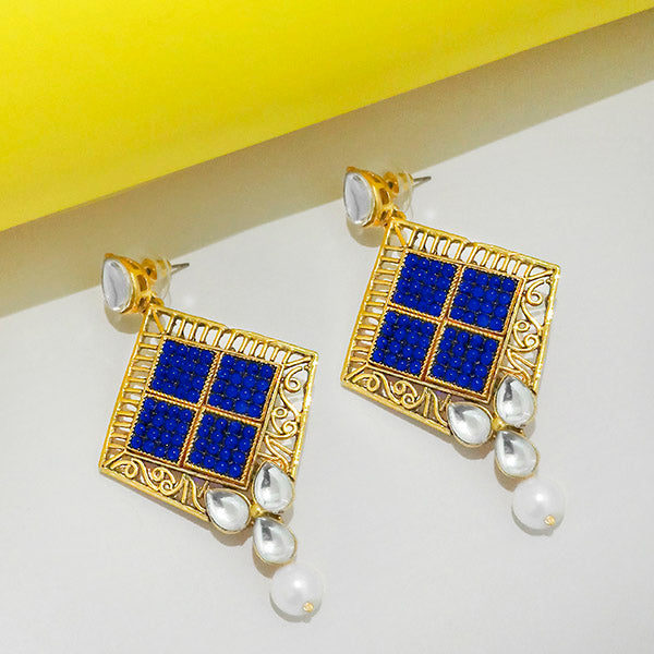 The99Jewel Gold Plated Ethnic Blue Dangler Earrings
