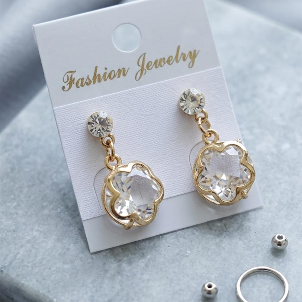 The99Jewel Gold Plated Crystal Stone Floral Motif Earrings for Women Stylish Fashion Jewellery