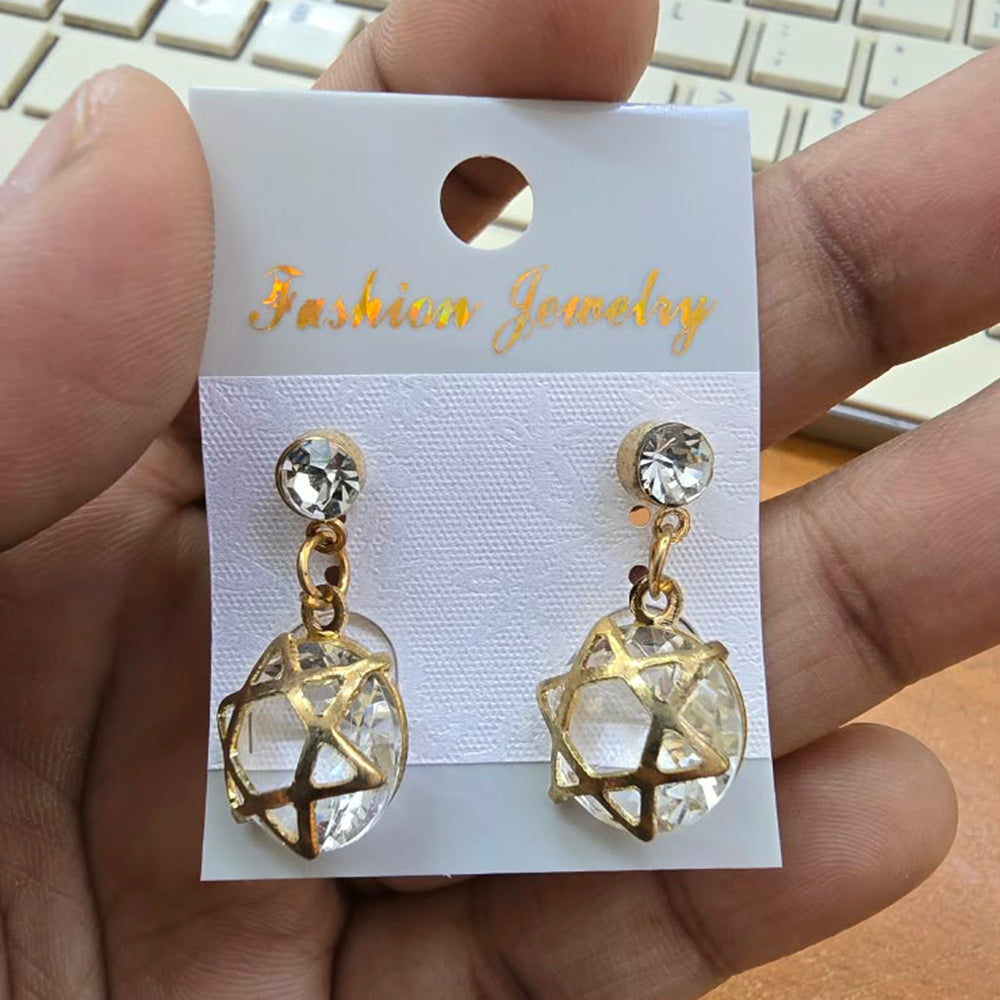 The99Jewel Gold Plated Crystal Stone Floral Motif Earrings for Women Stylish Fashion Jewellery