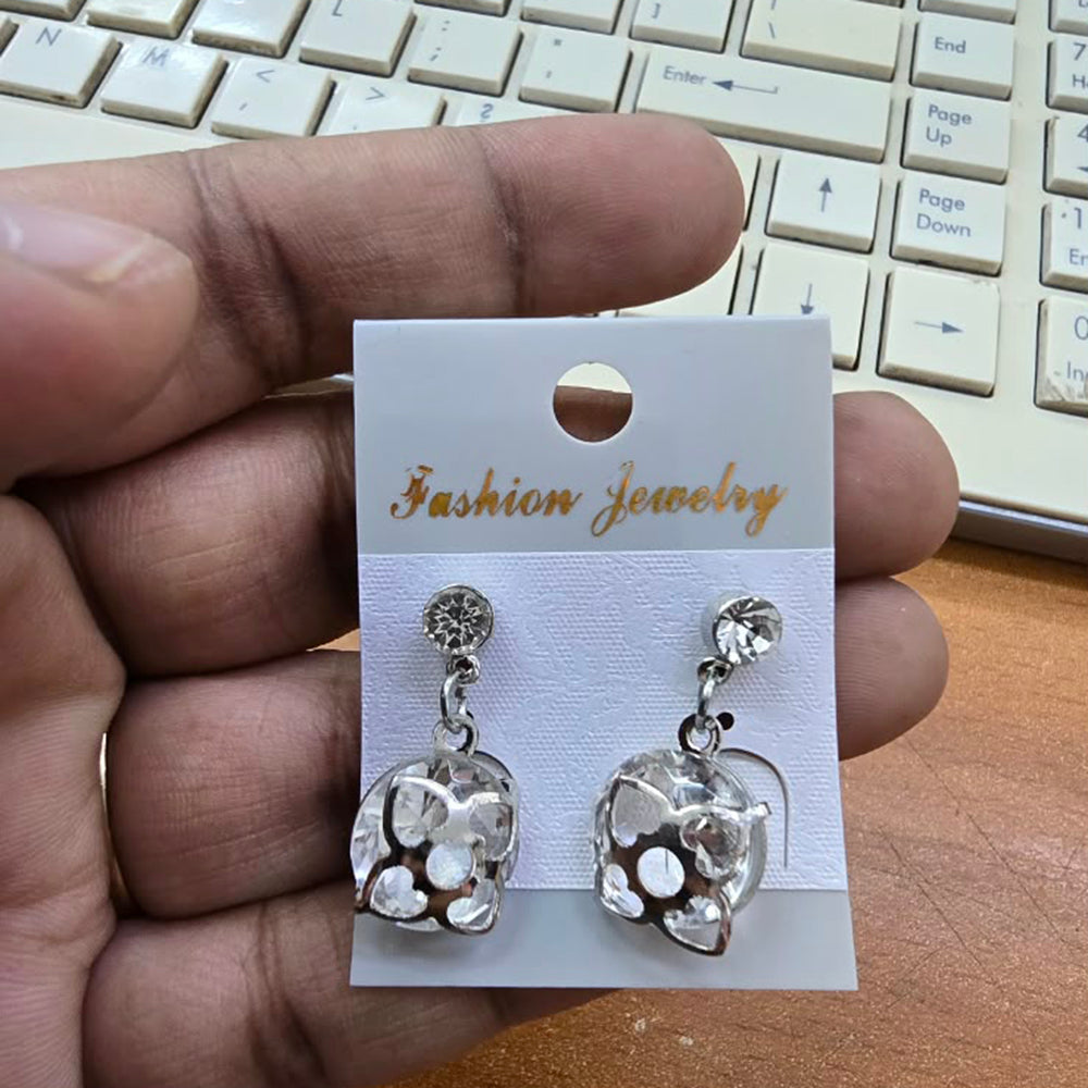 The99Jewel Silver Plated Crystal Stone Floral Motif Earrings for Women Stylish Fashion Jewellery