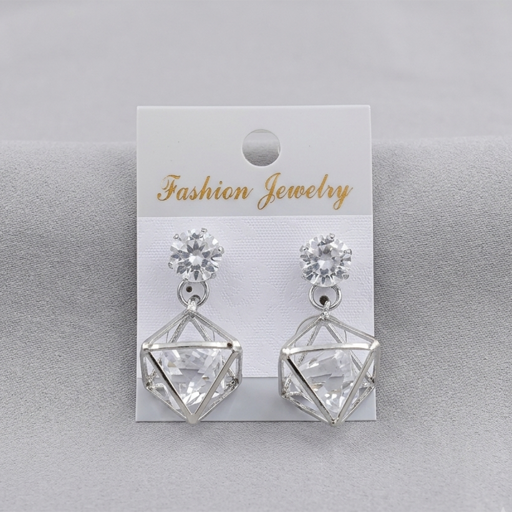 The99Jewel Silver Plated Crystal Stone Diamond Frame Earrings for Women Stylish Fashion Jewellery