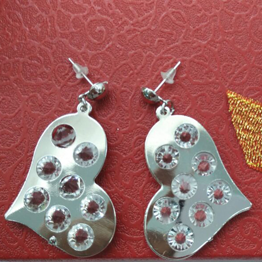 The99Jewel Silver Plated Heart Shape Earrings With Crystal Stone for Women Stylish Fashion Jewellery