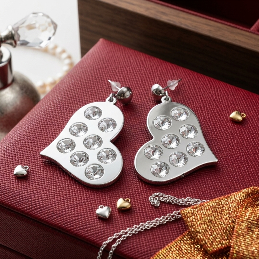 The99Jewel Silver Plated Heart Shape Earrings With Crystal Stone for Women Stylish Fashion Jewellery