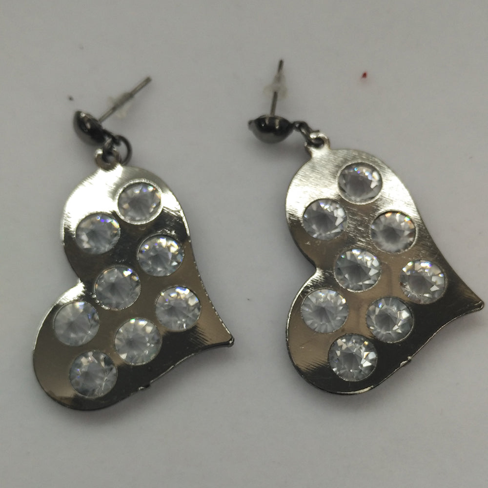 The99Jewel Black Plated Heart Shape Earrings With Crystal Stone for Women Stylish Fashion Jewellery