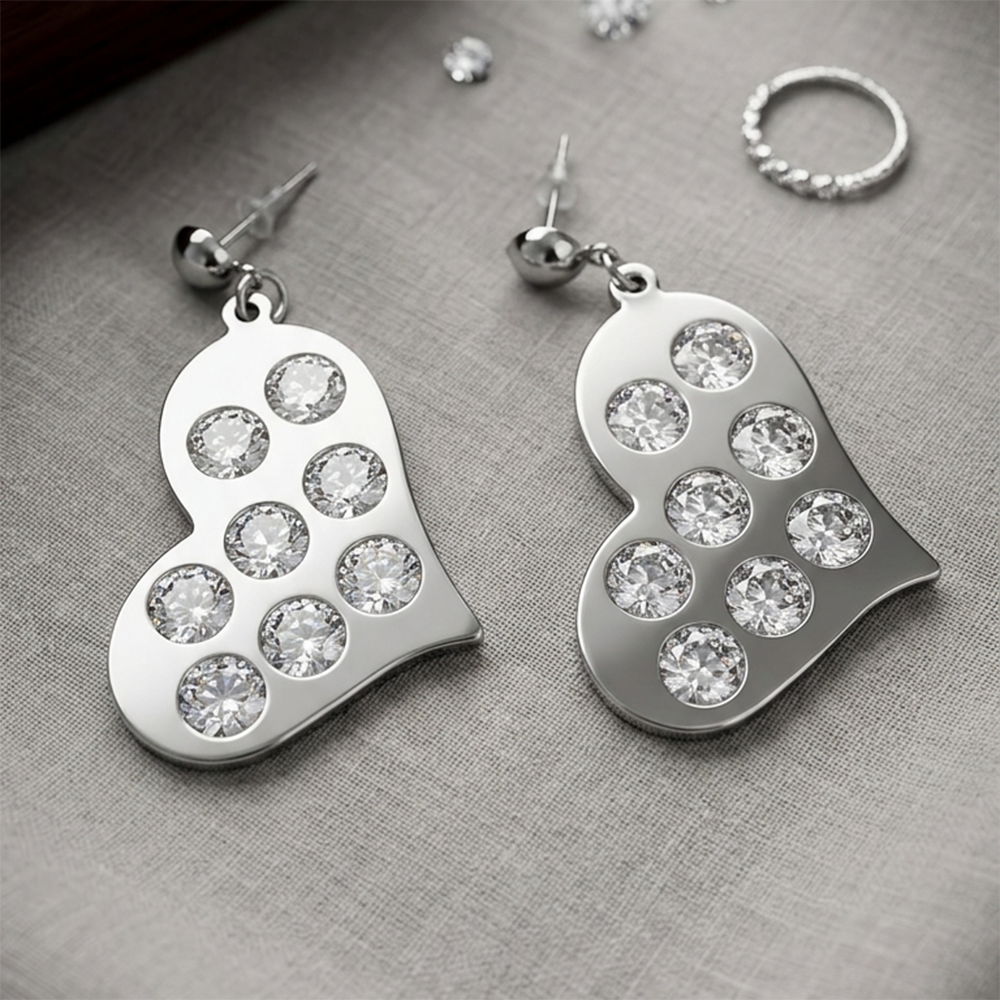 The99Jewel Black Plated Heart Shape Earrings With Crystal Stone for Women Stylish Fashion Jewellery