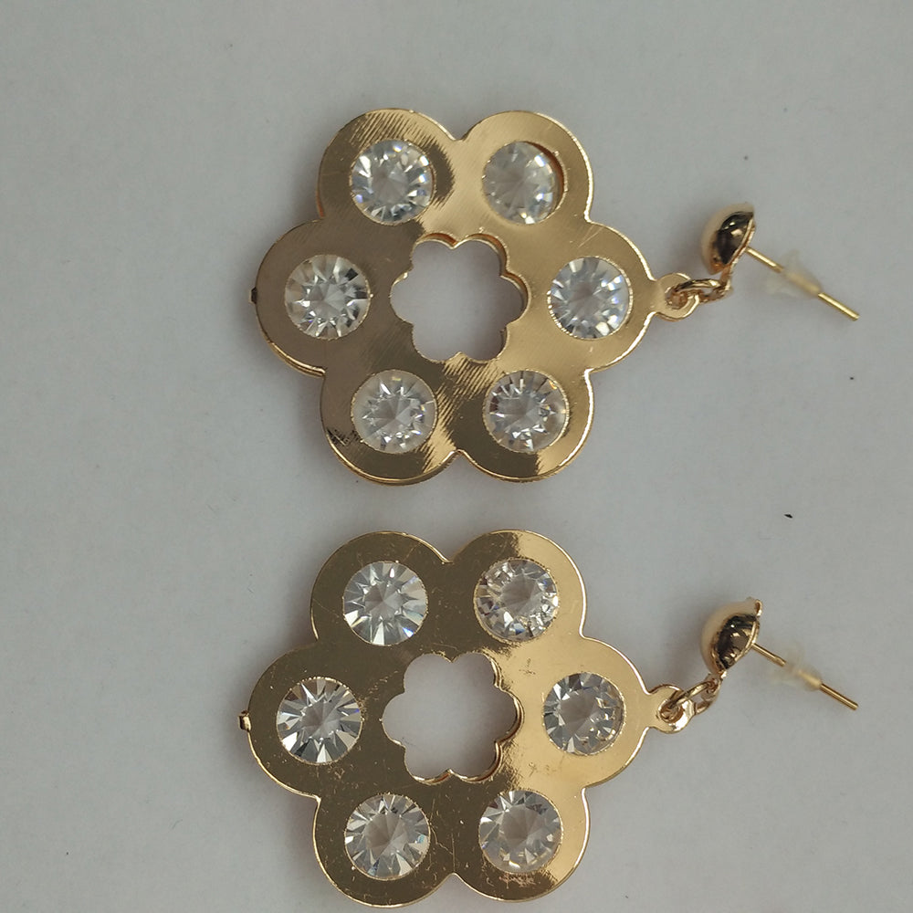 The99Jewel Gold Plated Floral Shape Earrings With Crystal Stone for Women Stylish Fashion Jewellery