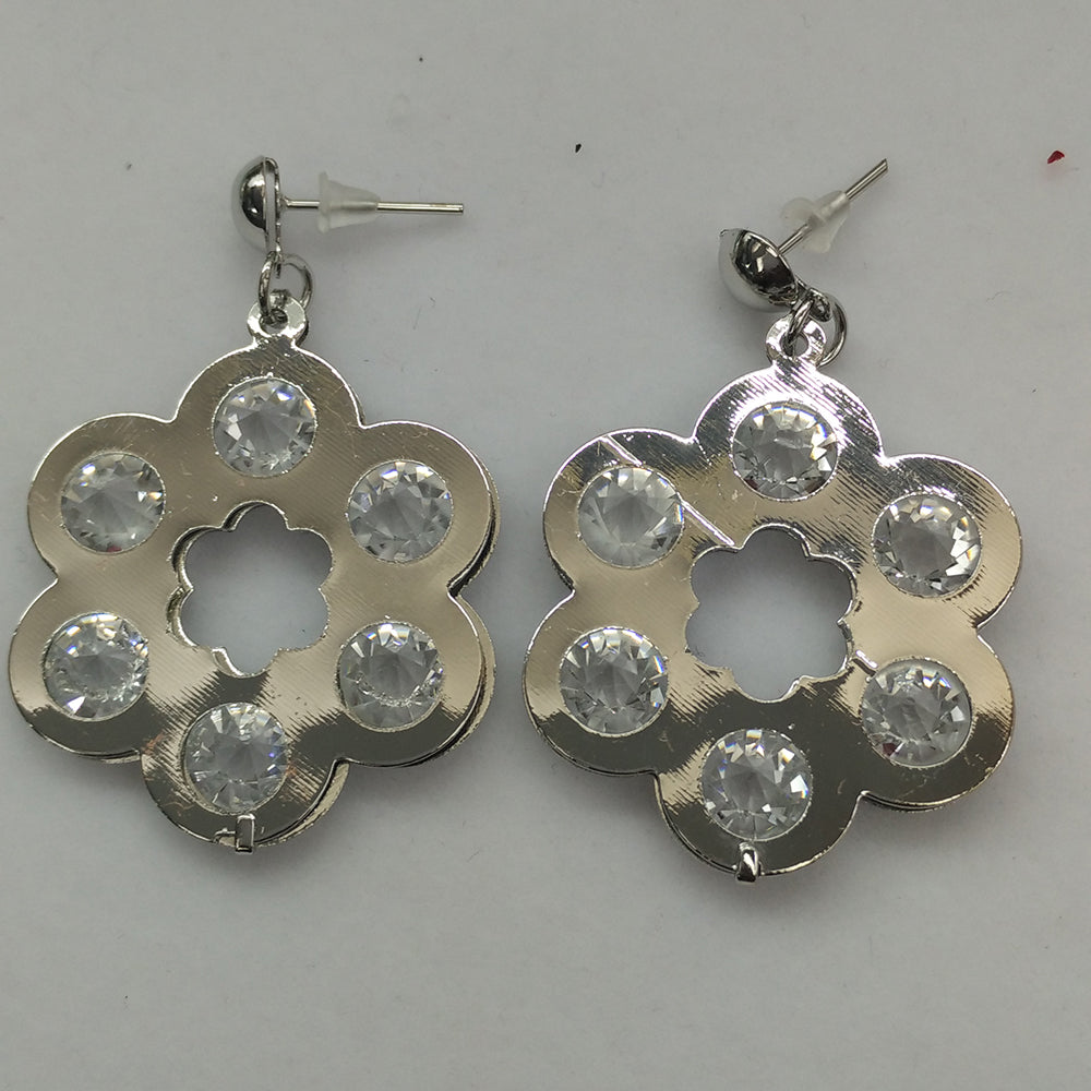 The99Jewel Silver Plated Floral Shape Earrings With Crystal Stone for Women Stylish Fashion Jewellery