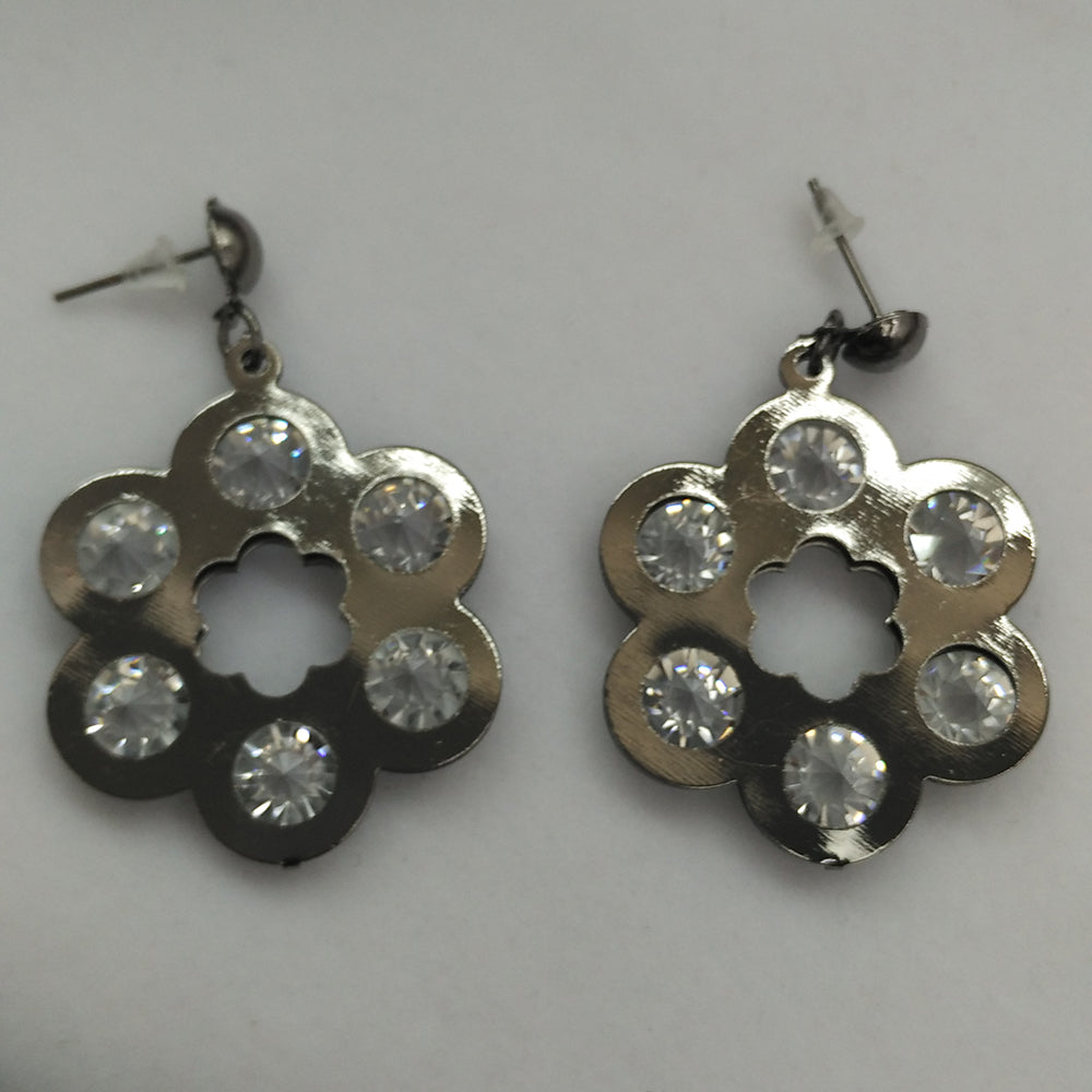 The99Jewel Black Plated Floral Shape Earrings With Crystal Stone for Women Stylish Fashion Jewellery