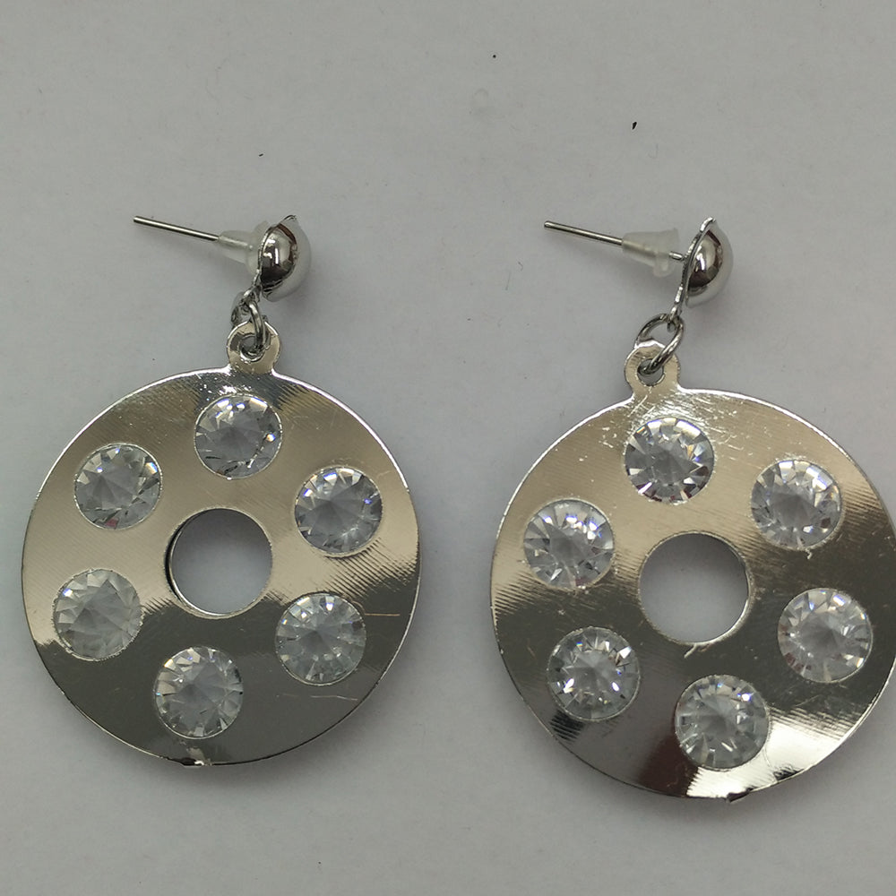 The99Jewel Silver Plated Round Shape Earrings With Crystal Stone for Women Stylish Fashion Jewellery