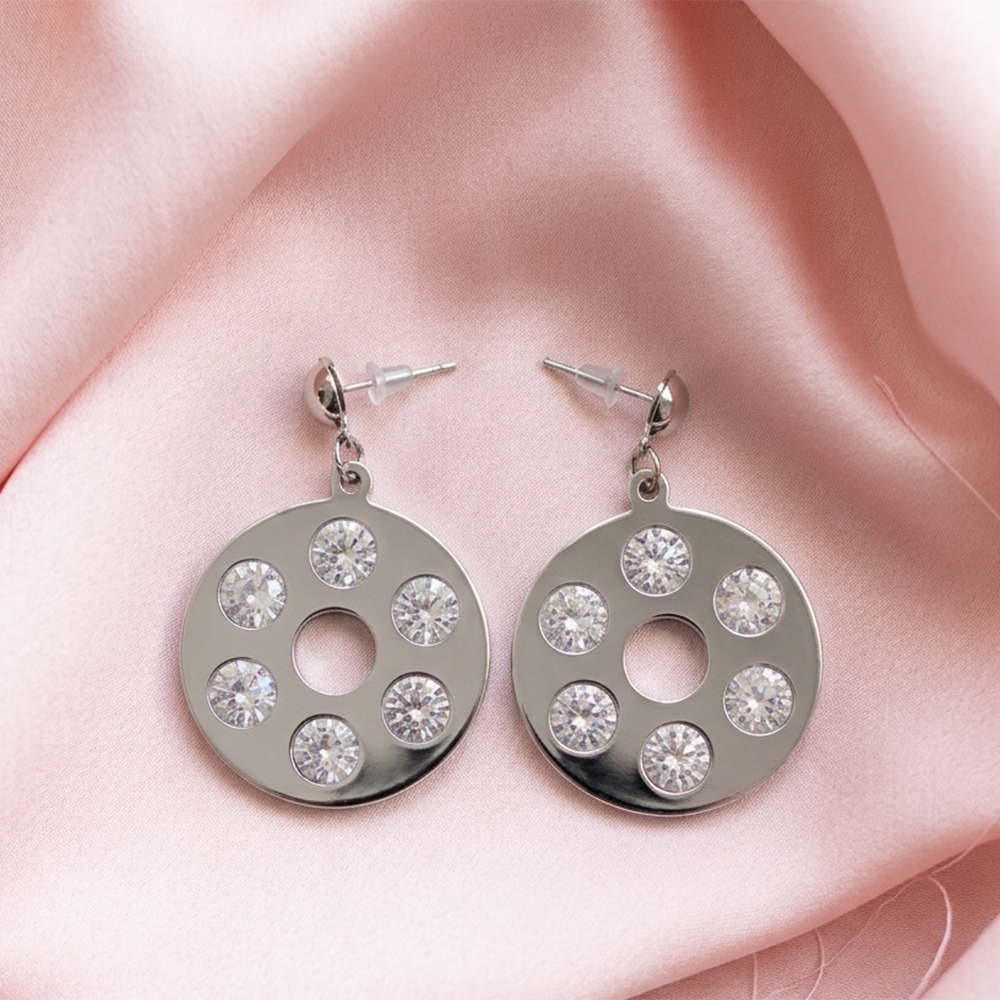The99Jewel Silver Plated Round Shape Earrings With Crystal Stone for Women Stylish Fashion Jewellery