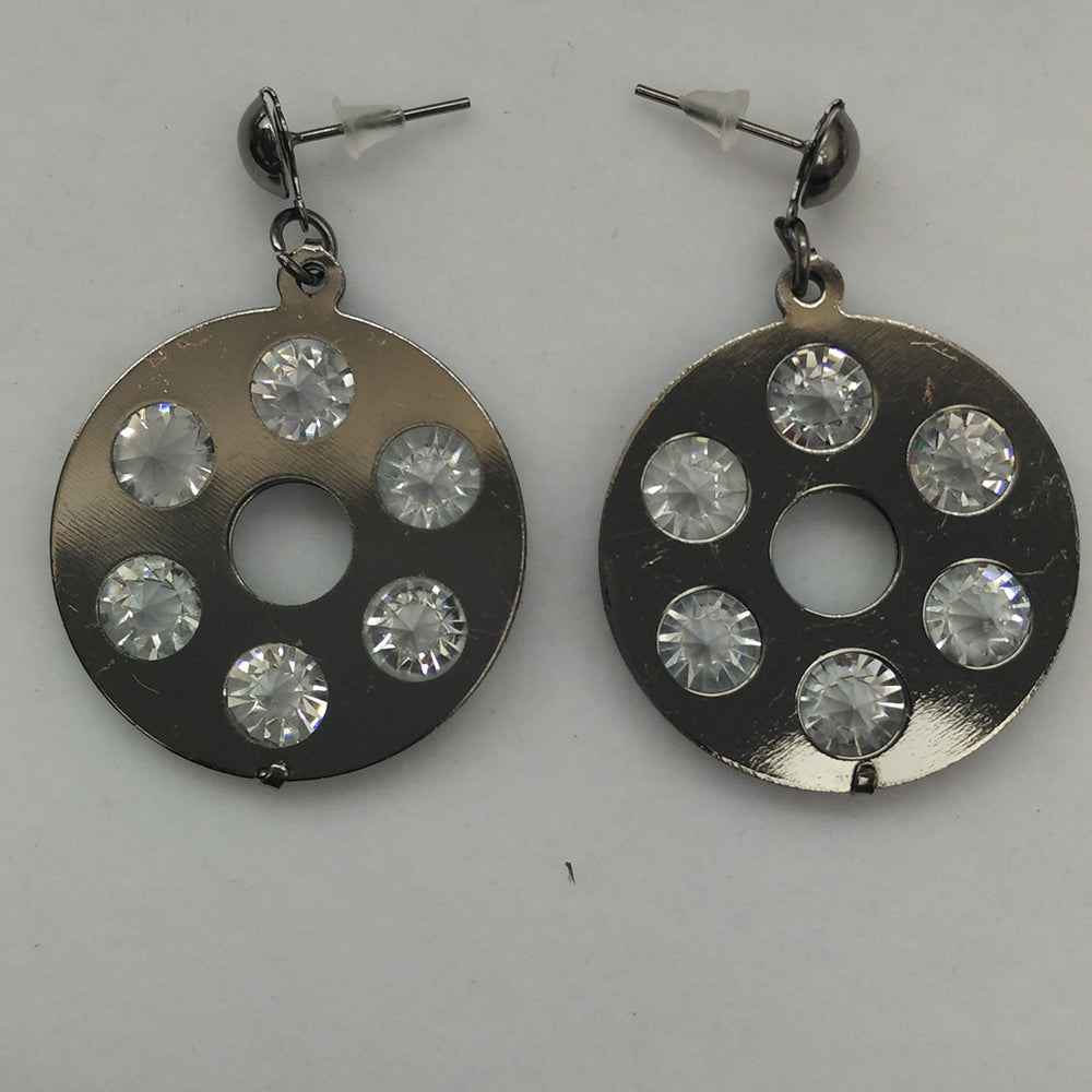 The99Jewel Black Plated Round Shape Earrings With Crystal Stone for Women Stylish Fashion Jewellery