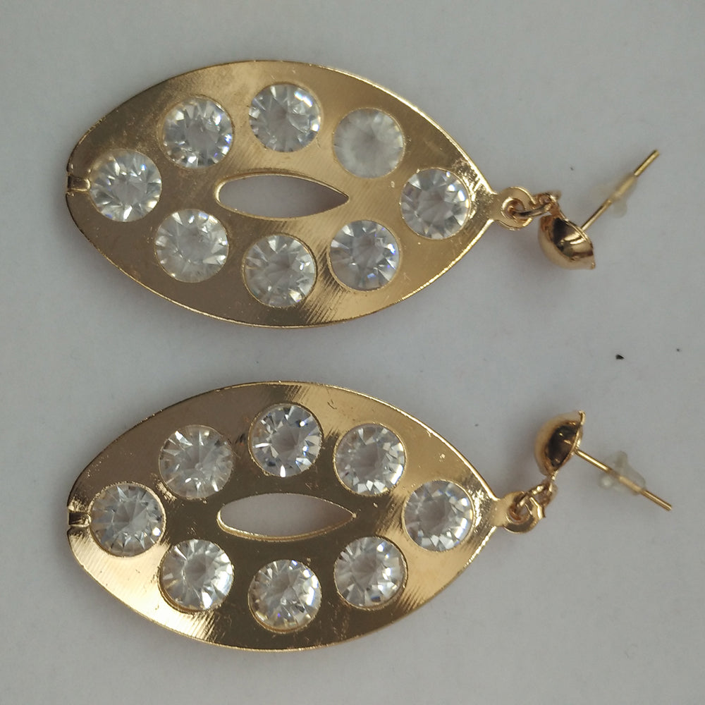 The99Jewel Gold Plated Crystal Stone Teardrop Shape Dangler Earrings