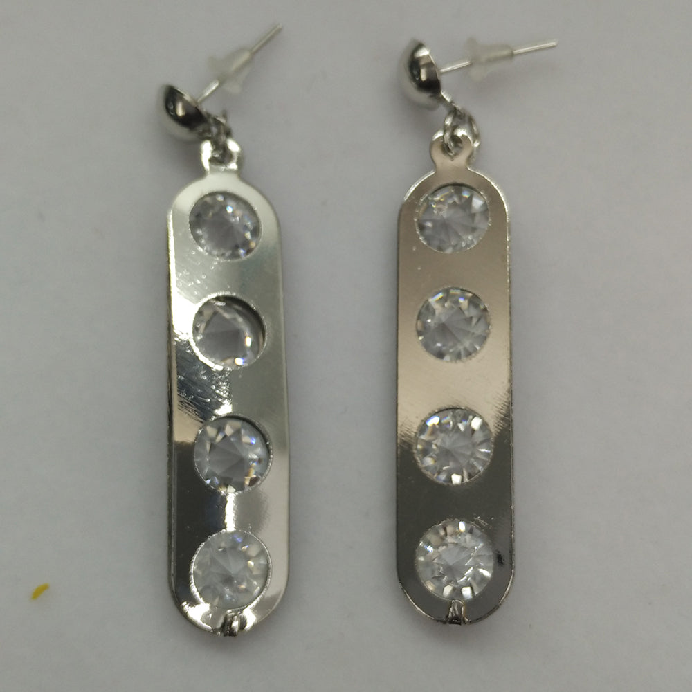 The99Jewel Silver Plated Bar Shape Earrings With Crystal Stone for Women