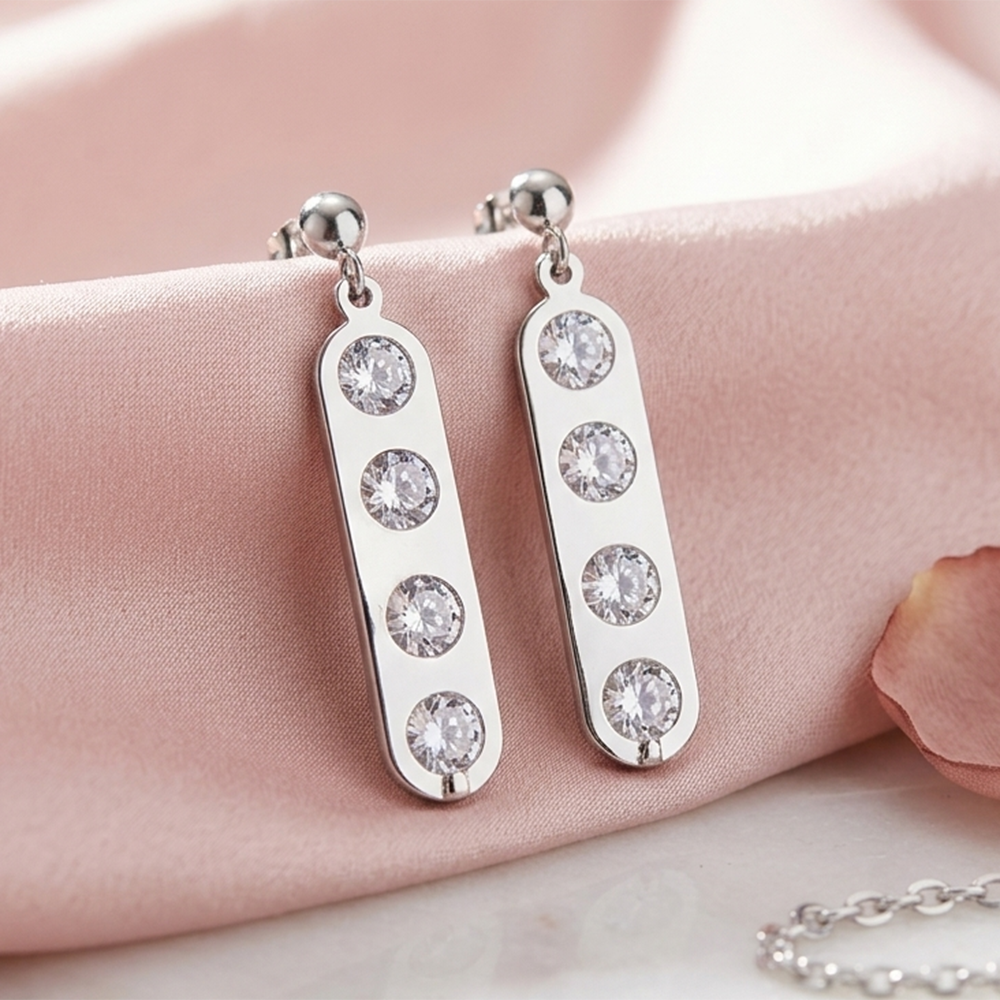 The99Jewel Silver Plated Bar Shape Earrings With Crystal Stone for Women 
