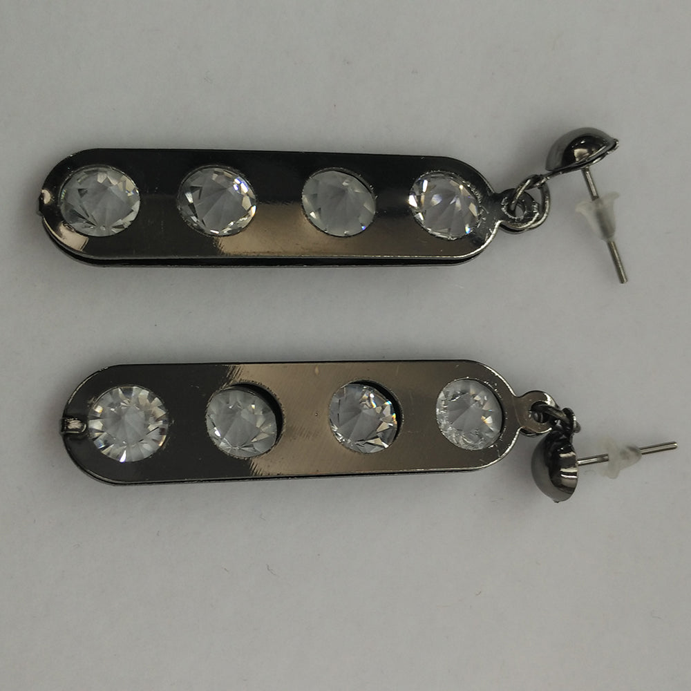 The99Jewel Black Plated Bar Shape Earrings With Crystal Stone for Women
