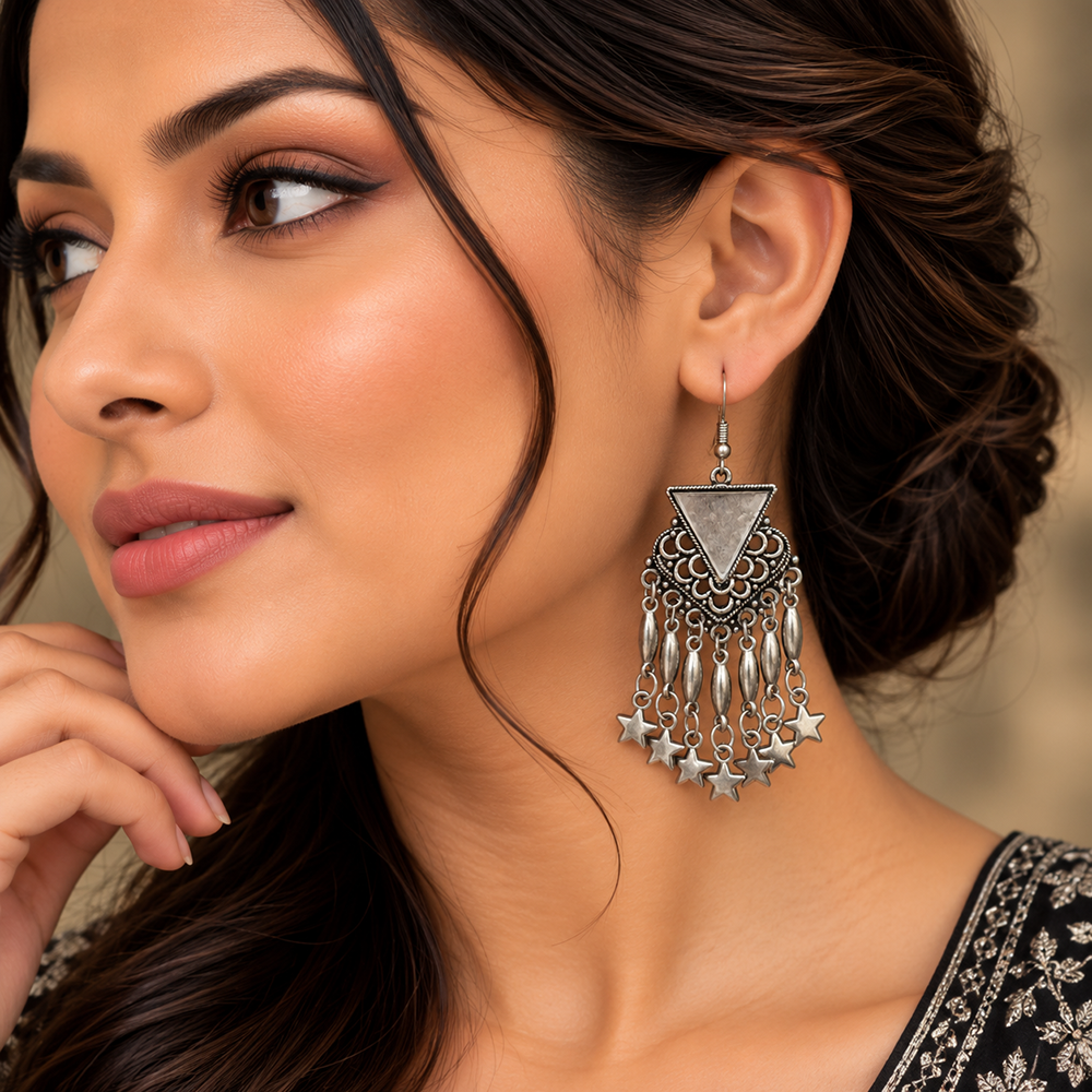 The99Jewel Ethnic Oxidised Dangler Earrings for Wedding and Festive Wear
