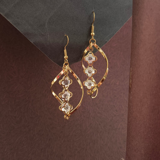Stylish Western Gold Plated Crystal Dangler Earrings