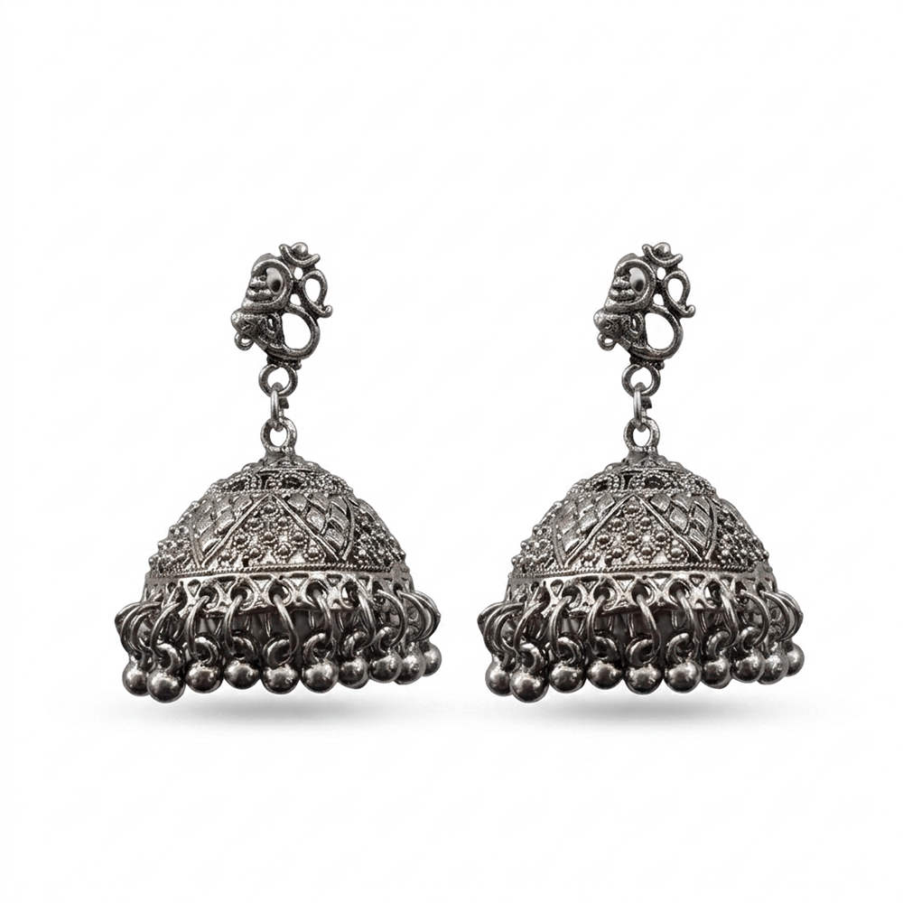The99Jewel Heritage Oxidised Jhumka Earrings