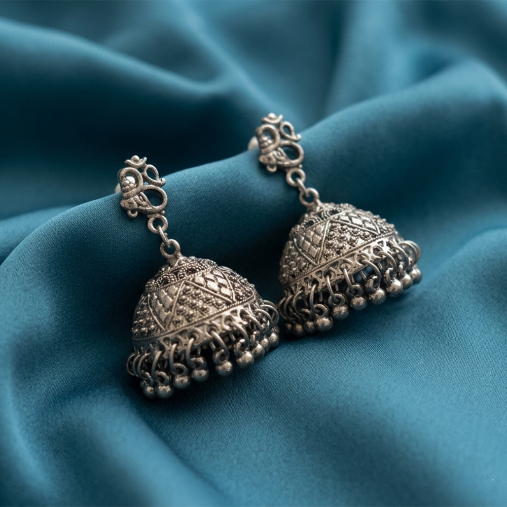 The99Jewel Heritage Oxidised Jhumka Earrings