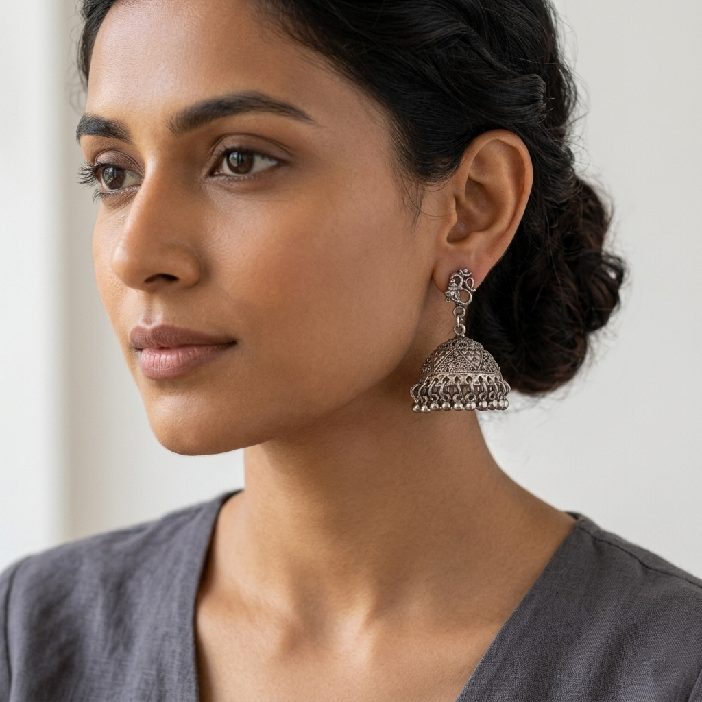 The99Jewel Heritage Oxidised Jhumka Earrings