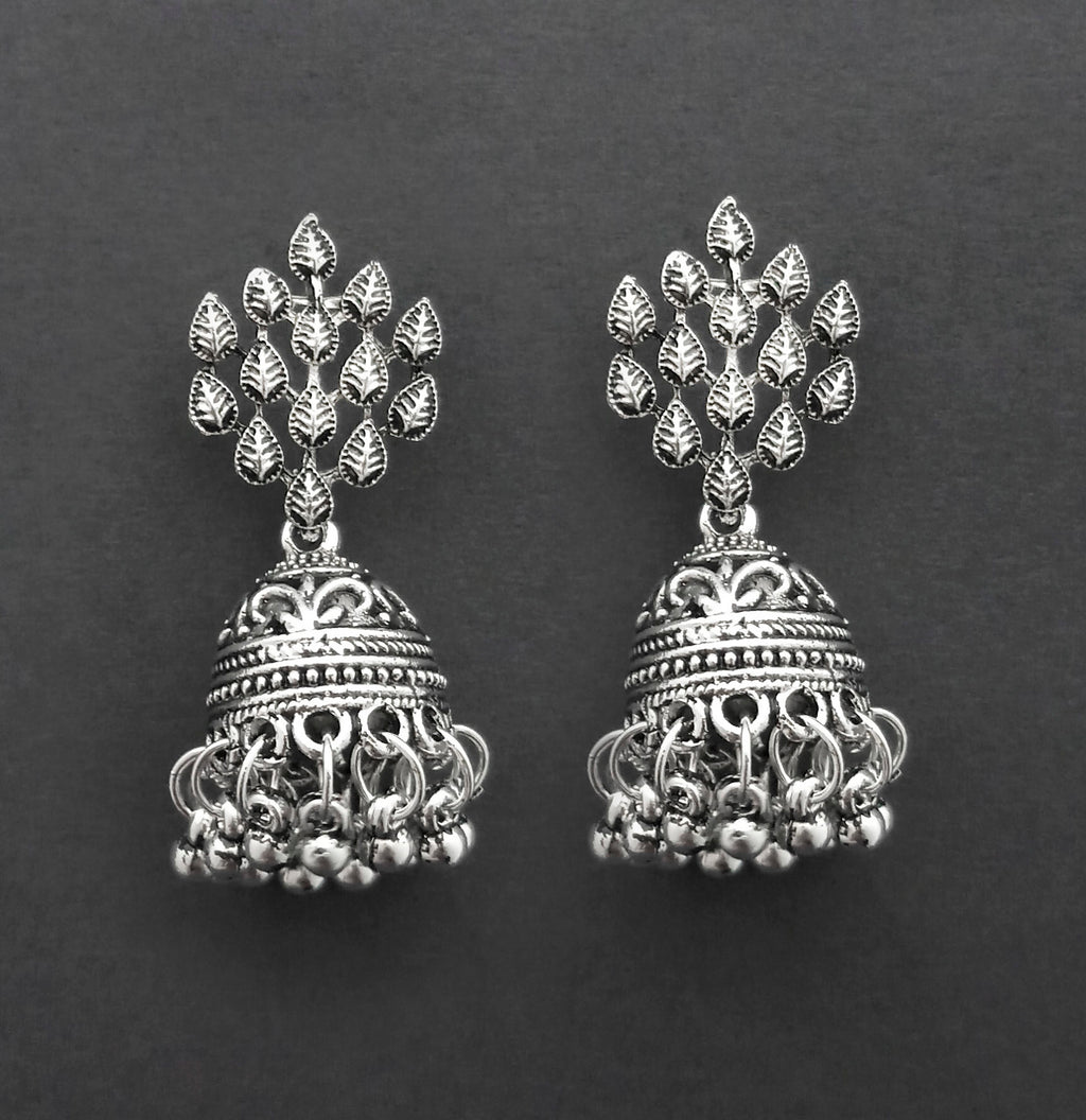 The99Jewel Traditional Oxidised Finish Jhumka Earrings