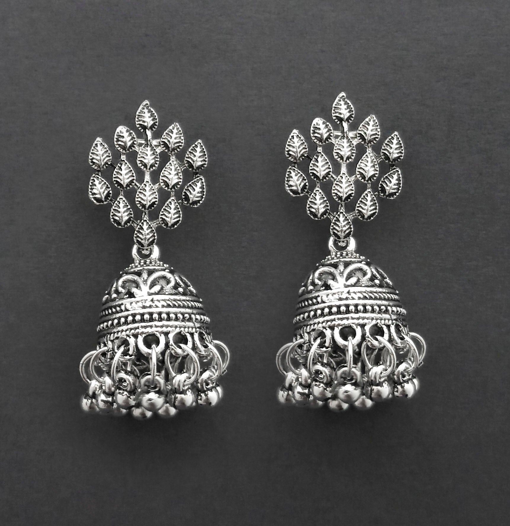 The99Jewel Traditional Oxidised Finish Jhumka Earrings