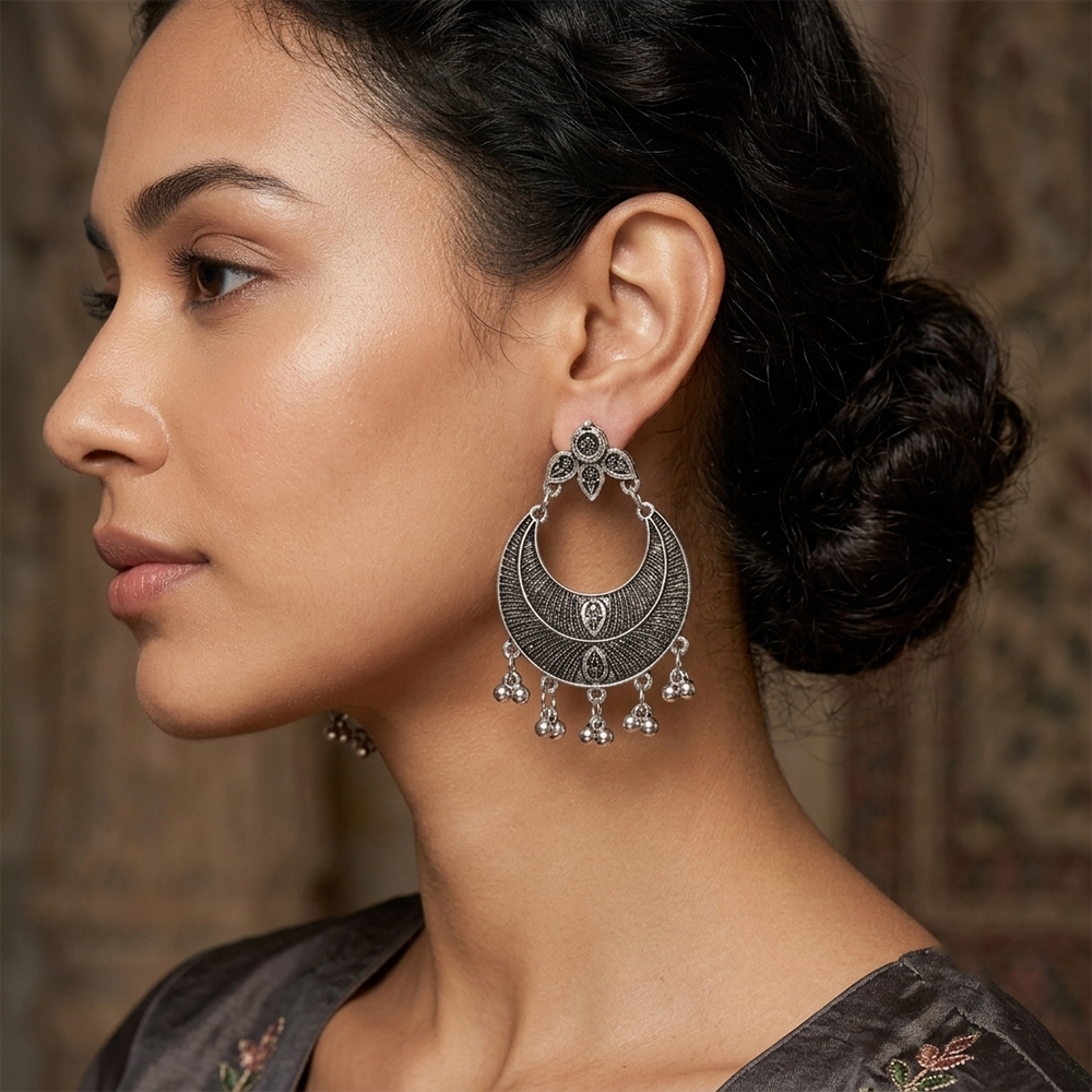 The99Jewel Traditional Oxidised Dangler Earring for women