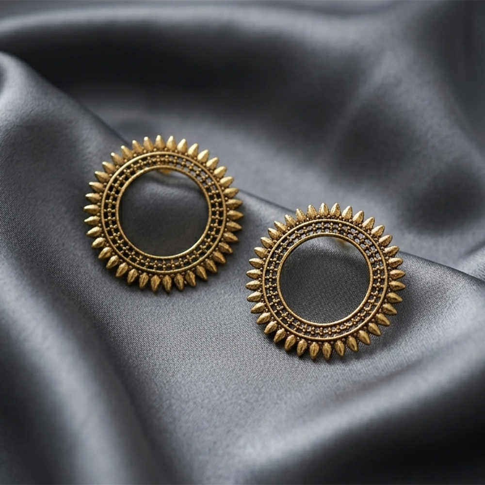 The99Jewel Traditional Gold plated Circle Stud Earring