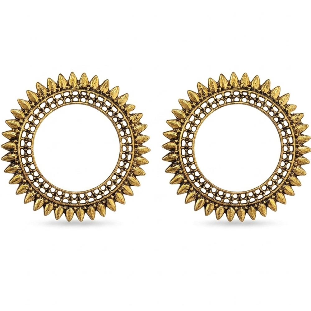 The99Jewel Traditional Gold plated Circle Stud Earring