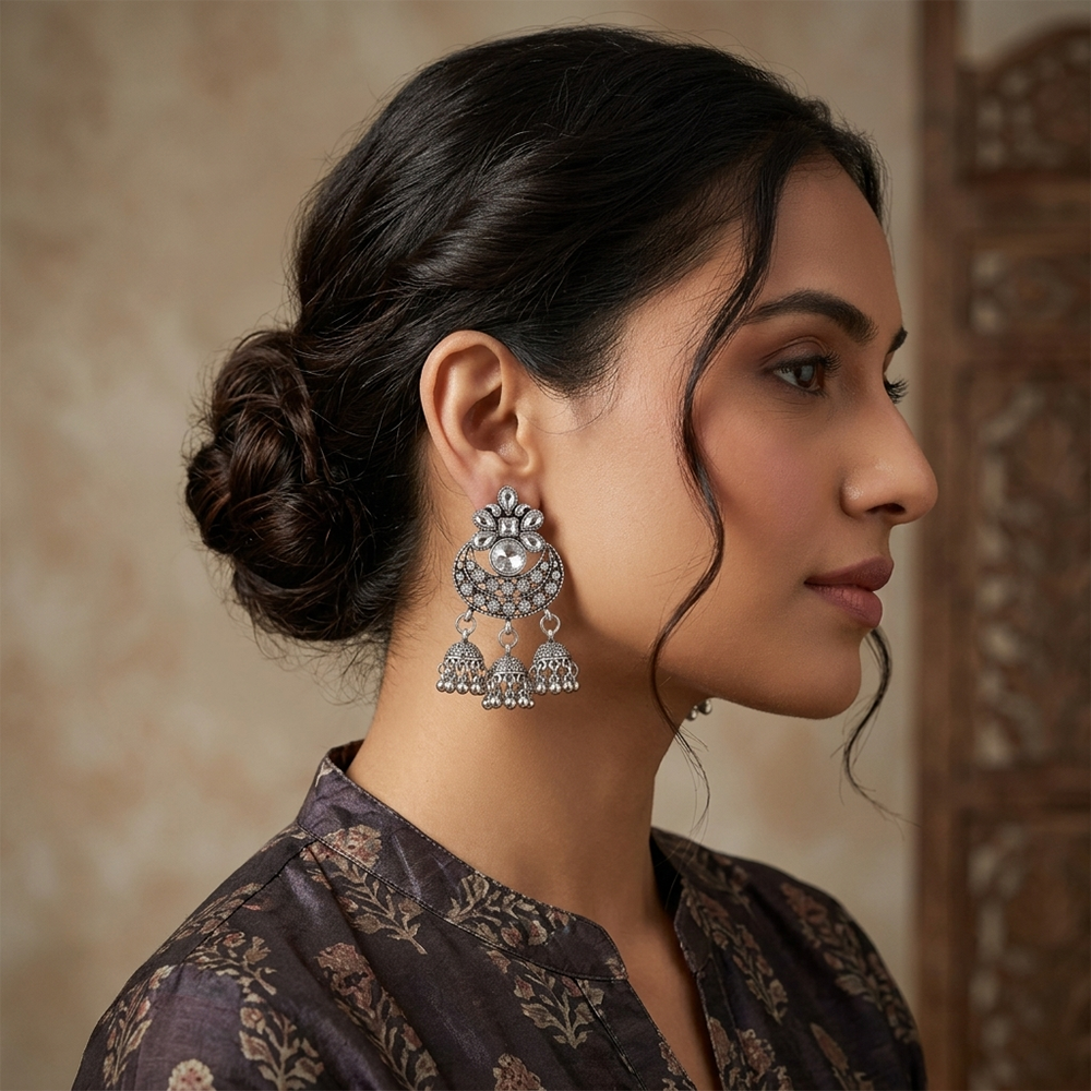 The99Jewel Heritage Oxidised Jhumka Earrings