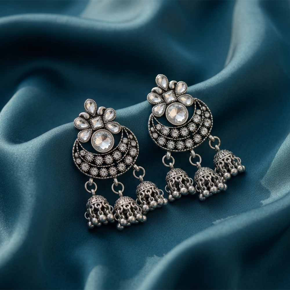 The99Jewel Heritage Oxidised Jhumka Earrings