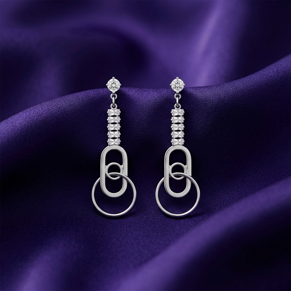 The99Jewel Dazzling Silver Plated American Diamond Stone Earrings