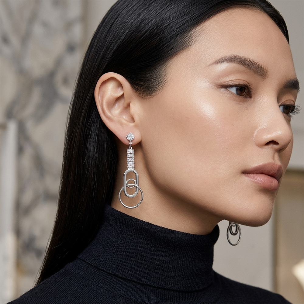 The99Jewel Dazzling Silver Plated American Diamond Stone Earrings