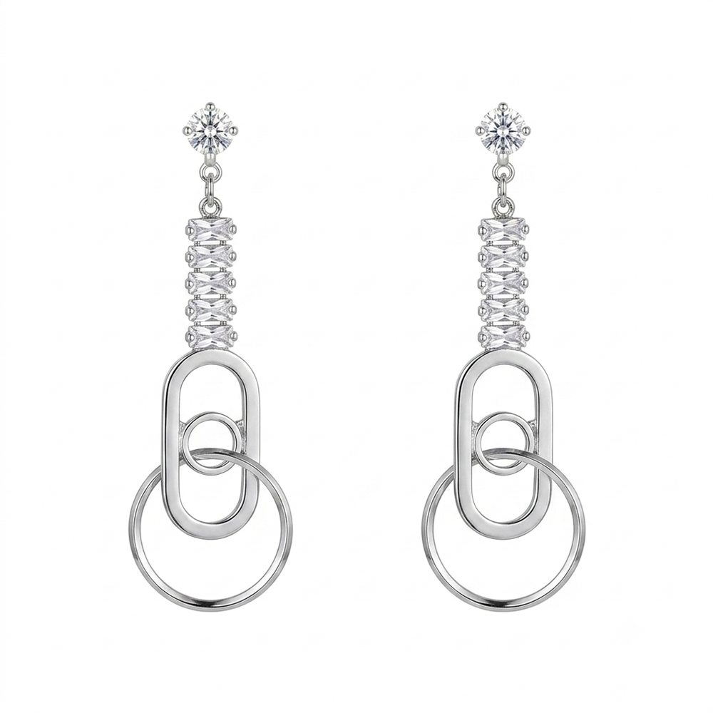 The99Jewel Dazzling Silver Plated American Diamond Stone Earrings