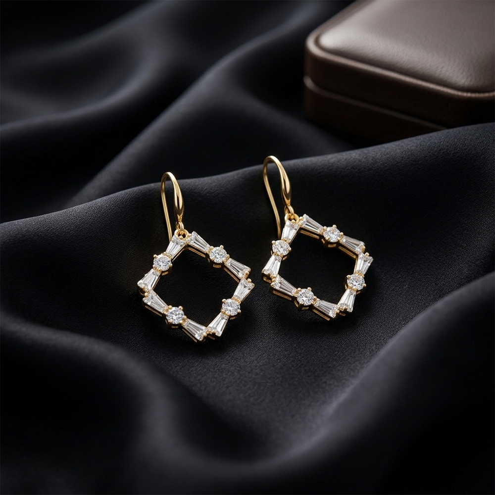 The99Jewel Gold Plated American Diamond Statement Earrings for Women