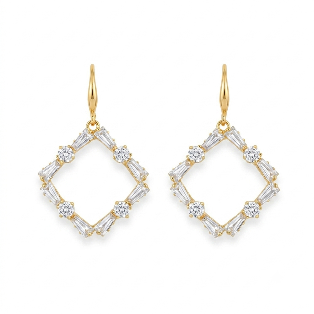 The99Jewel Gold Plated American Diamond Statement Earrings for Women