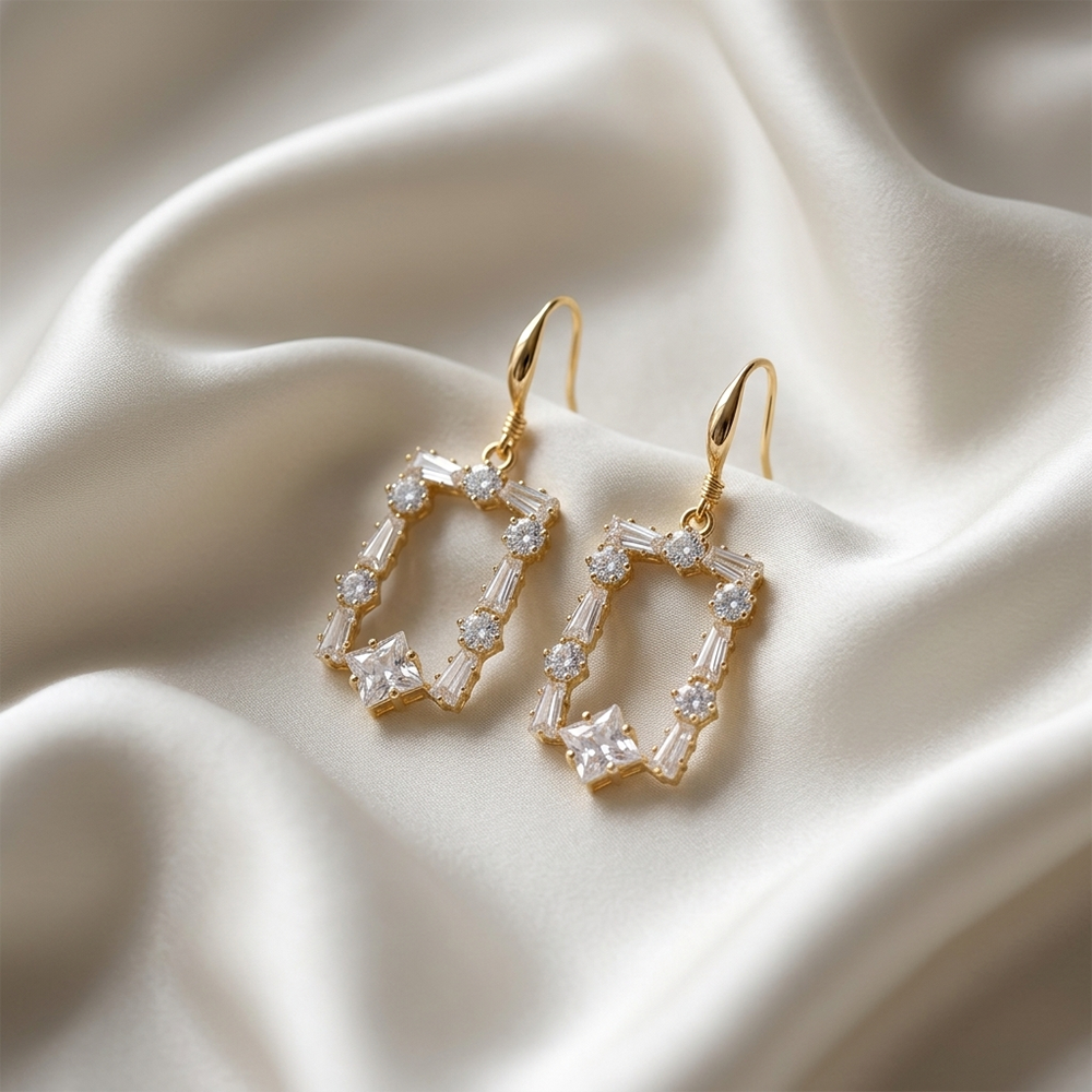 The99Jewel Gold Plated American Diamond Statement Earrings for Women