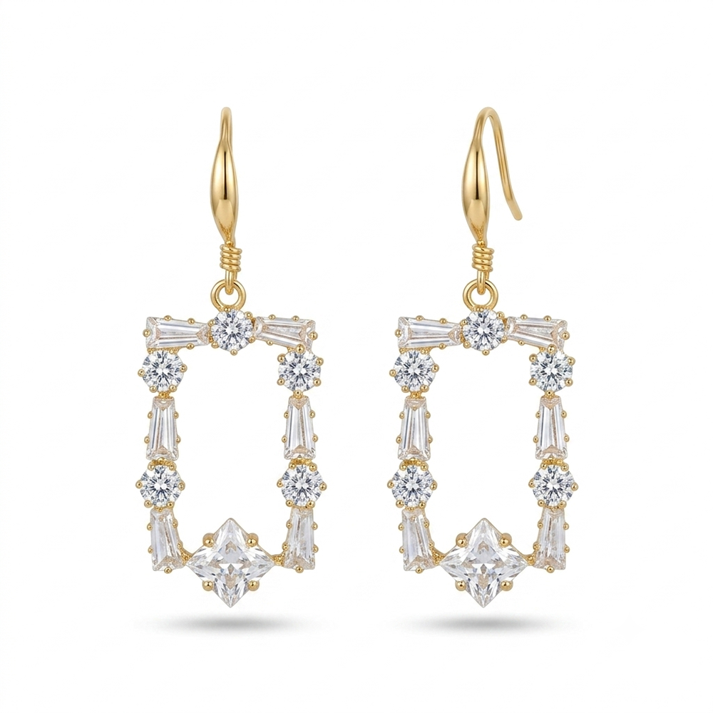 The99Jewel Gold Plated American Diamond Statement Earrings for Women