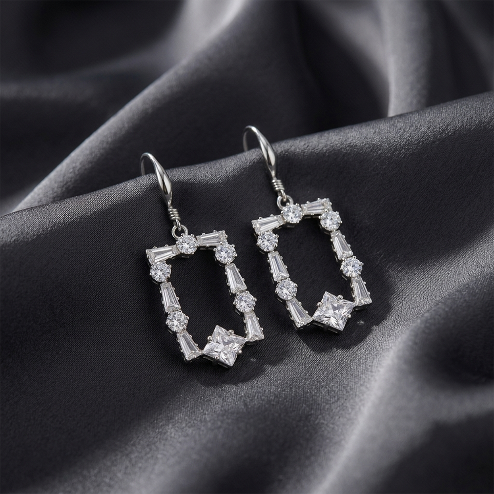 The99Jewel Dazzling Silver Plated American Diamond Stone Earrings