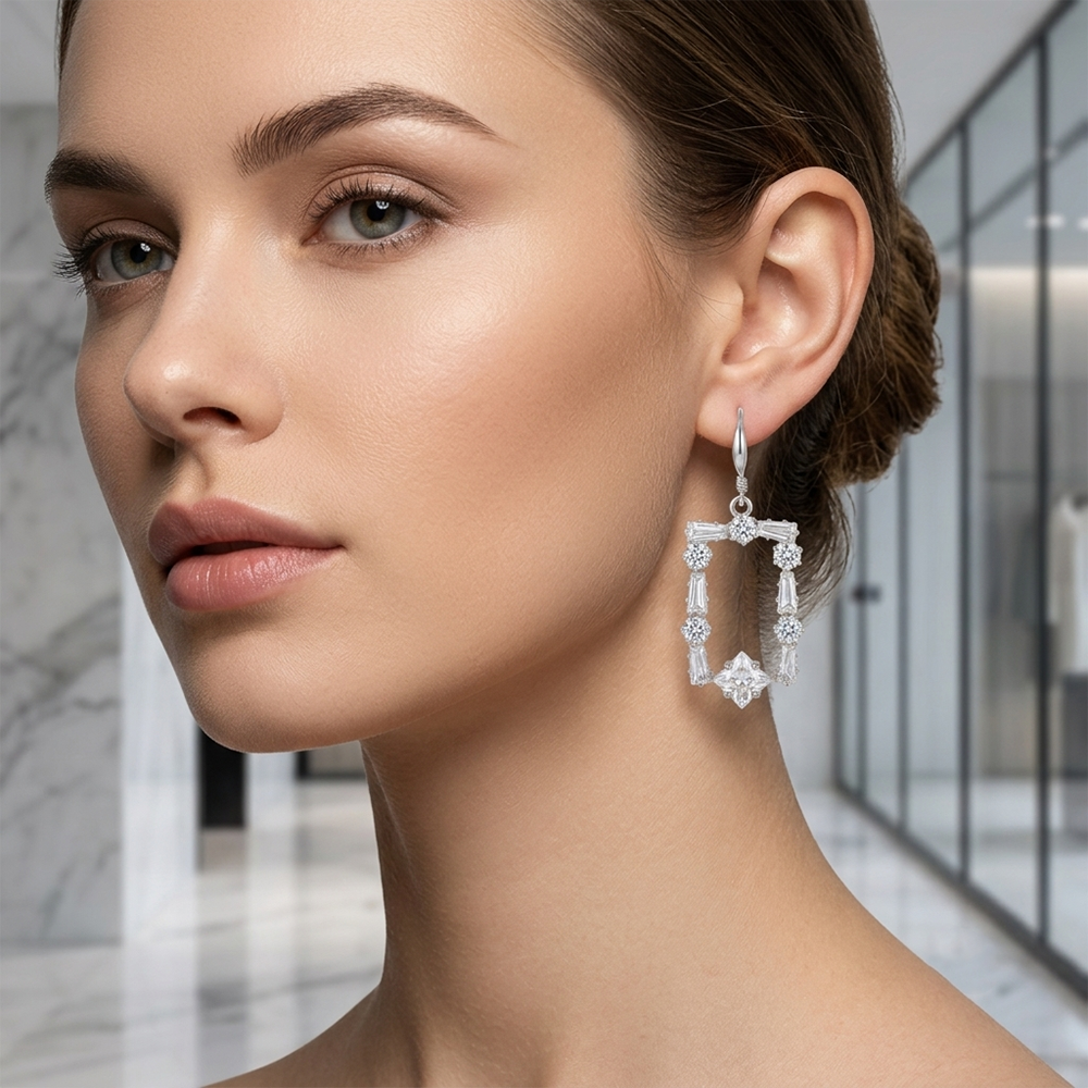 The99Jewel Dazzling Silver Plated American Diamond Stone Earrings