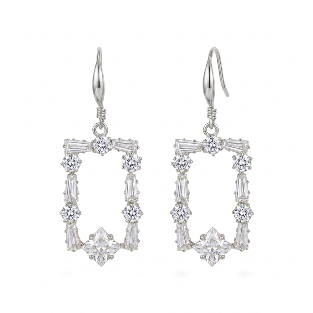 The99Jewel Dazzling Silver Plated American Diamond Stone Earrings