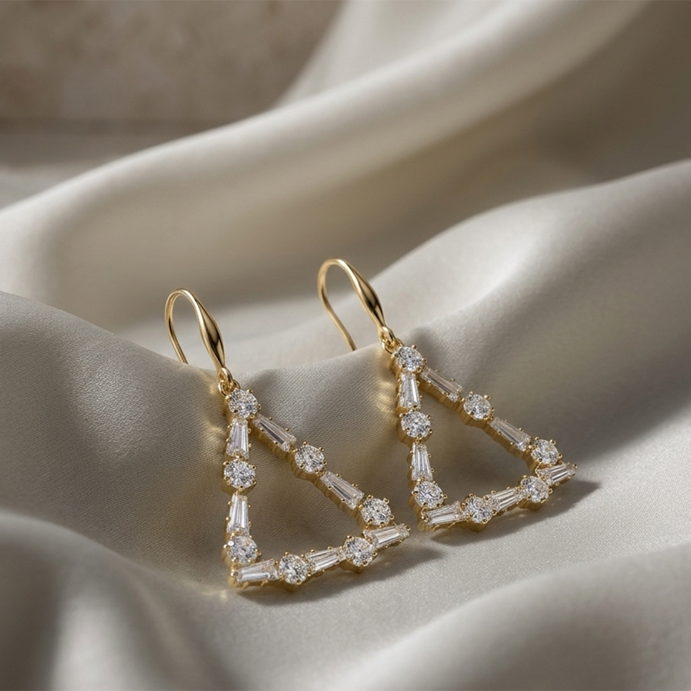 The99Jewel Gold Plated American Diamond Statement Earrings for Women