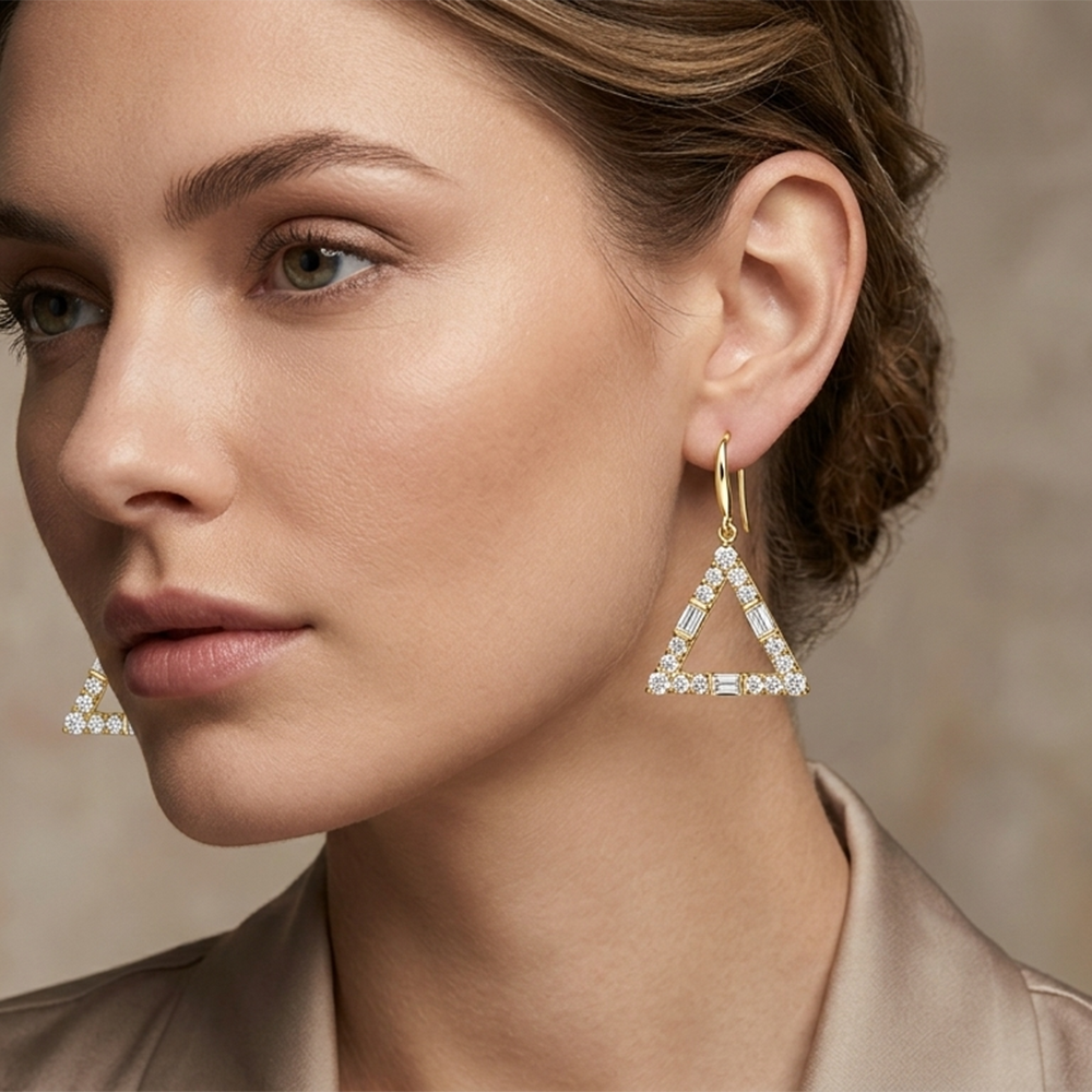 The99Jewel Gold Plated American Diamond Statement Earrings for Women