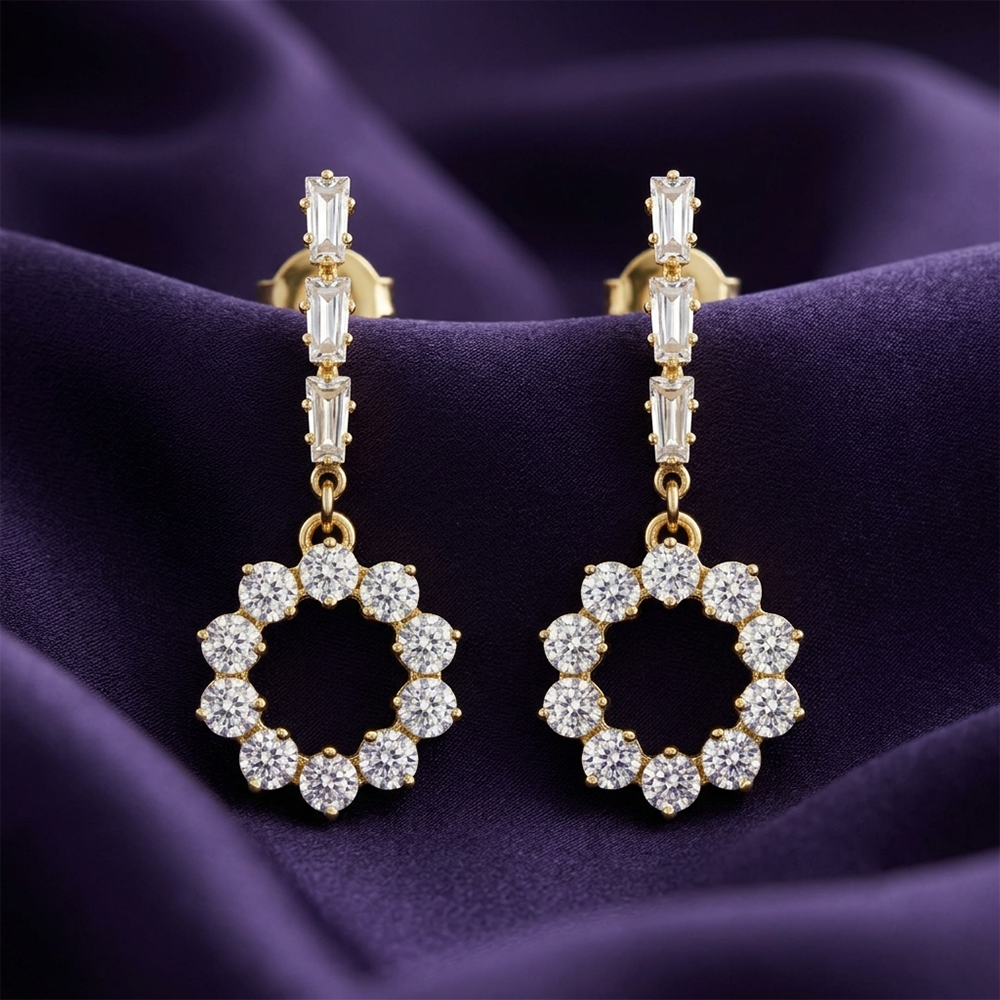 The99Jewel Gold Plated American Diamond Statement Earrings for Women