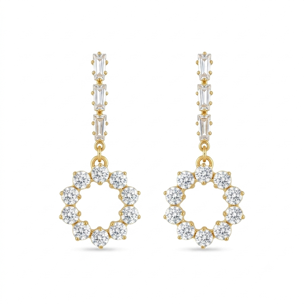 The99Jewel Gold Plated American Diamond Statement Earrings for Women