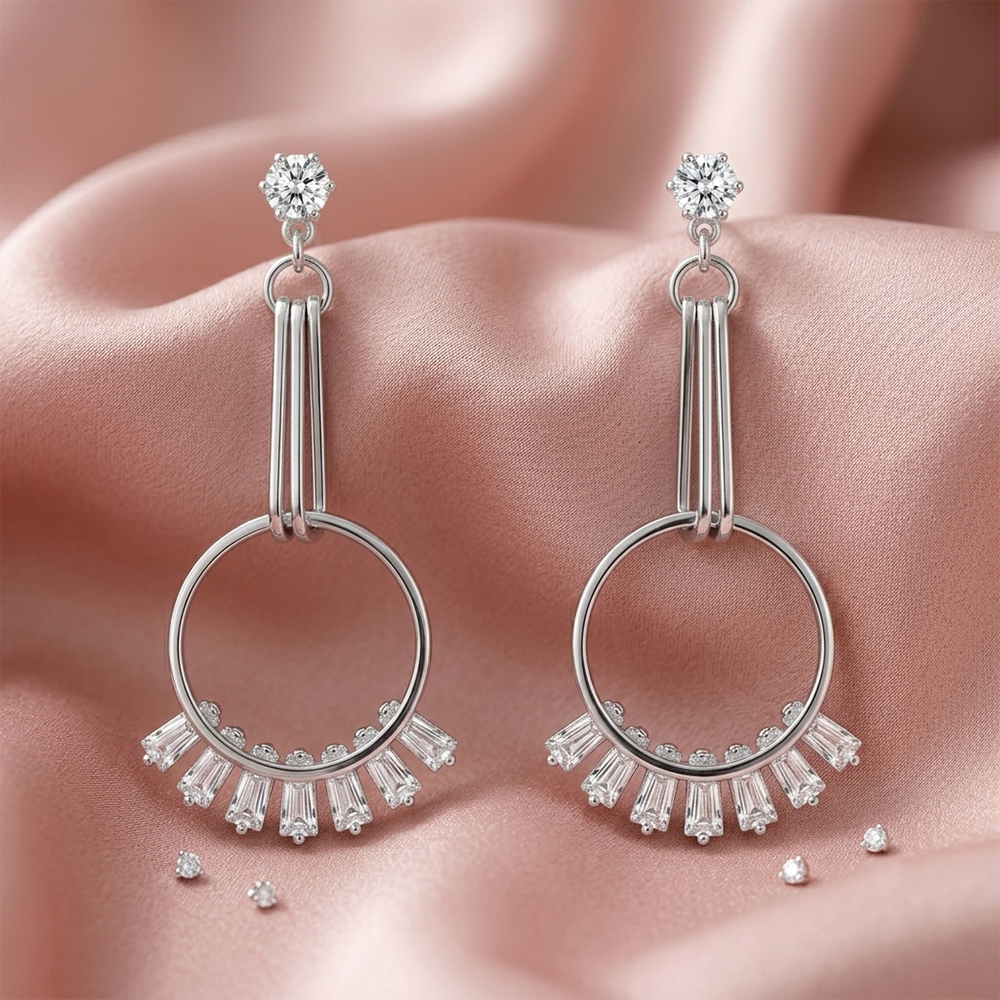 The99Jewel Dazzling Silver Plated American Diamond Stone Earrings