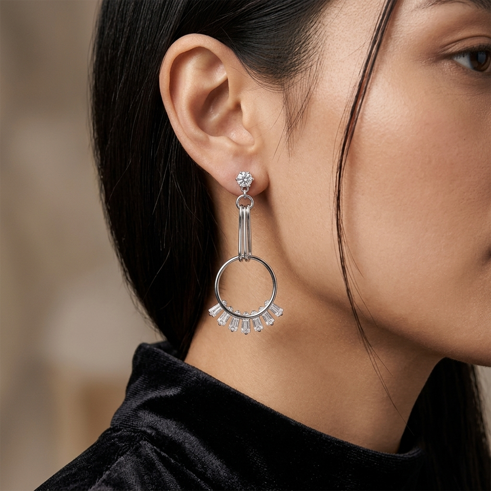 The99Jewel Dazzling Silver Plated American Diamond Stone Earrings